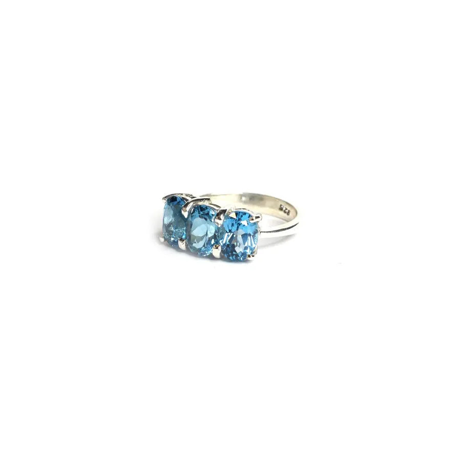 Women's Vintage Regal Trio Style London Blue Topaz Ring