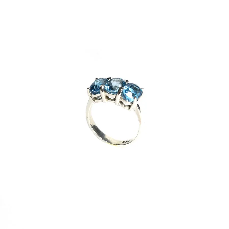 Women's Vintage Regal Trio Style London Blue Topaz Ring
