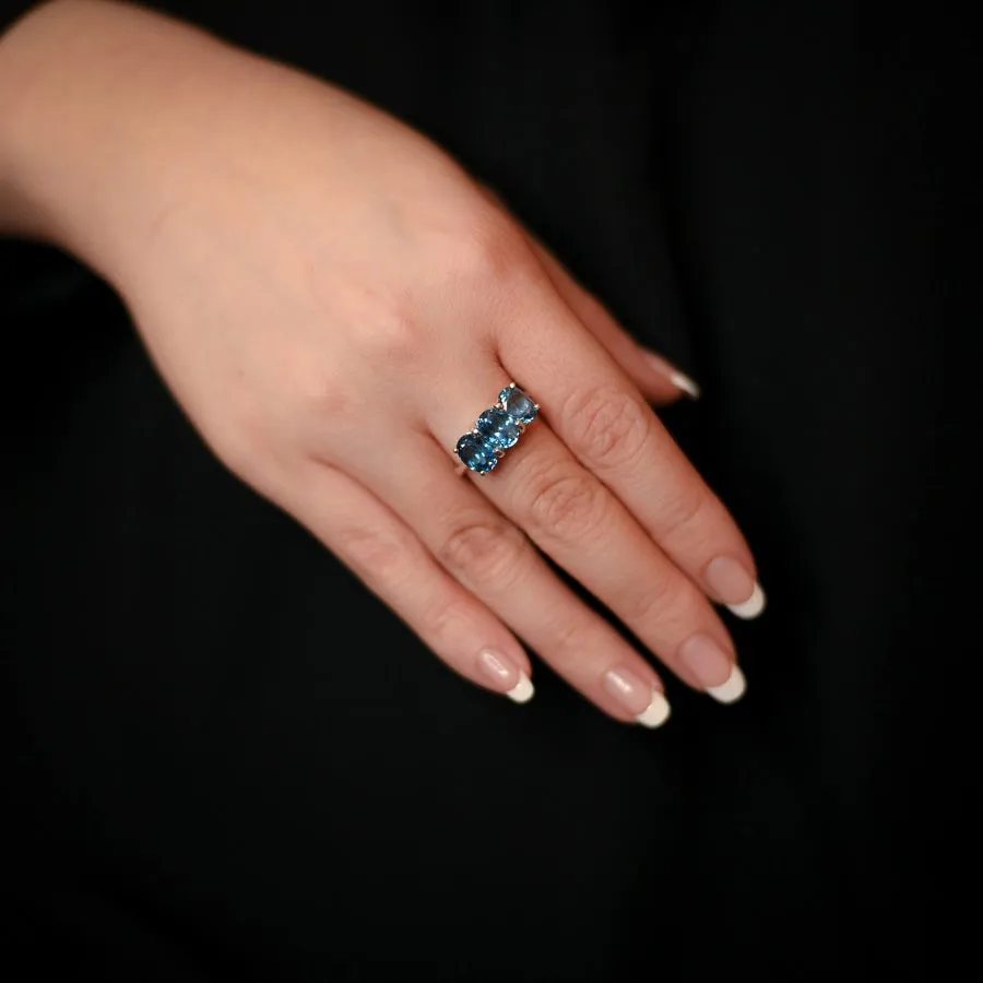 Women's Vintage Regal Trio Style London Blue Topaz Ring
