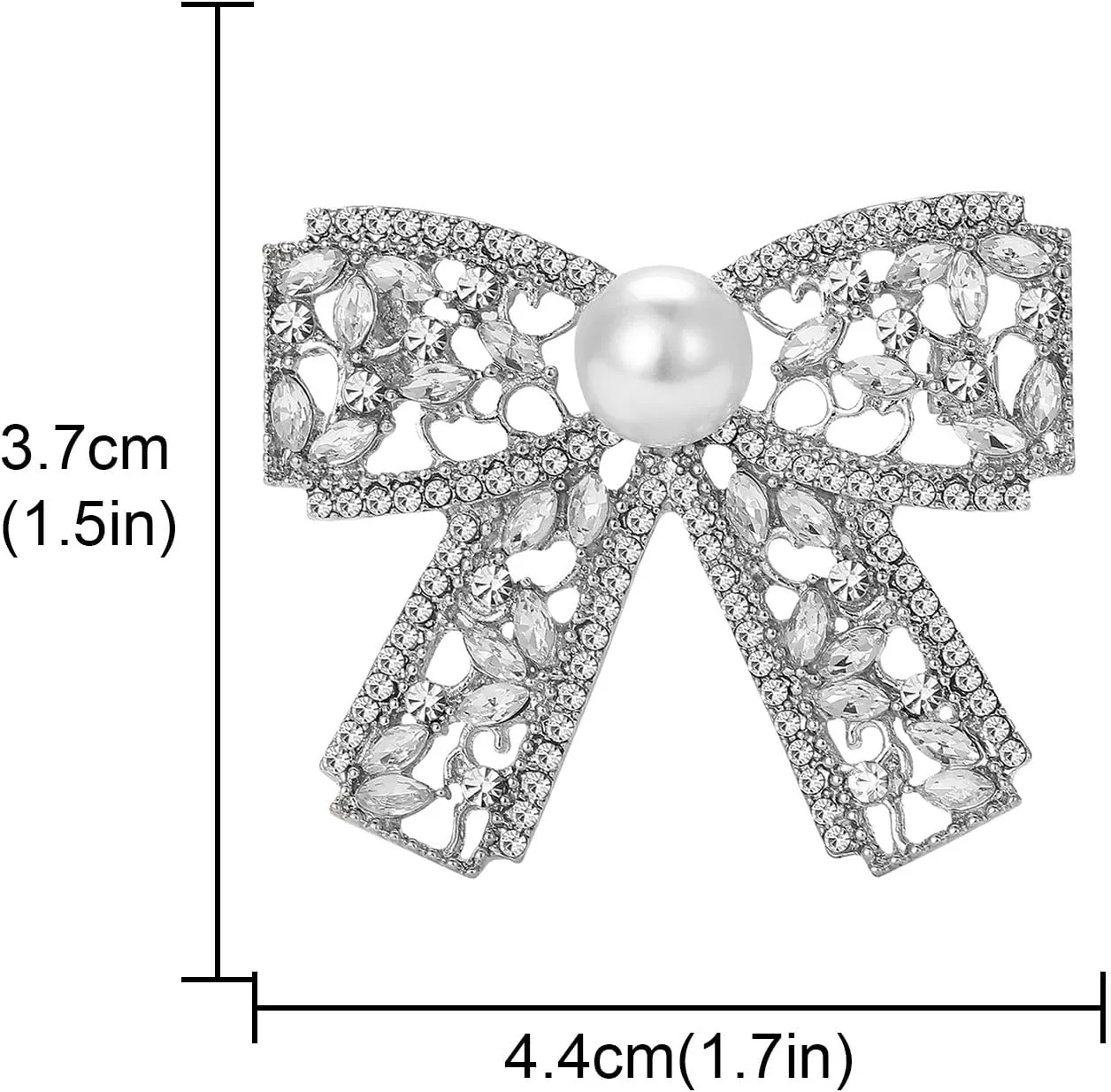 YOQUCOL Cubic Zirconia Crystal Bow Shape Brooch for Women Dress Suit Clothes Accessories