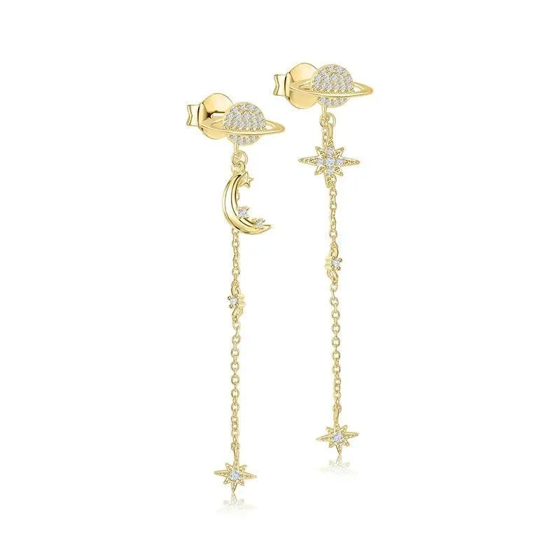 Zircon Tassel Dangle Earrings, Multiple Designs, Shimmering Stones, Gold/Silver Finish, Perfect for Weddings and Parties