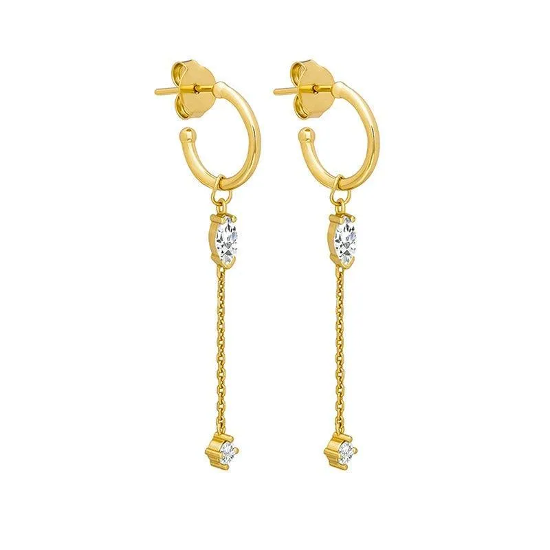 Zircon Tassel Dangle Earrings, Multiple Designs, Shimmering Stones, Gold/Silver Finish, Perfect for Weddings and Parties